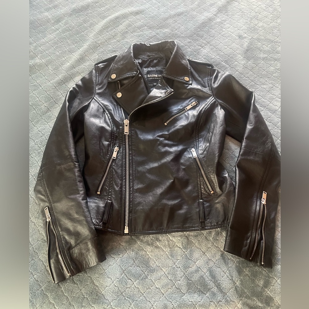Barneys New York Black Leather Jacket